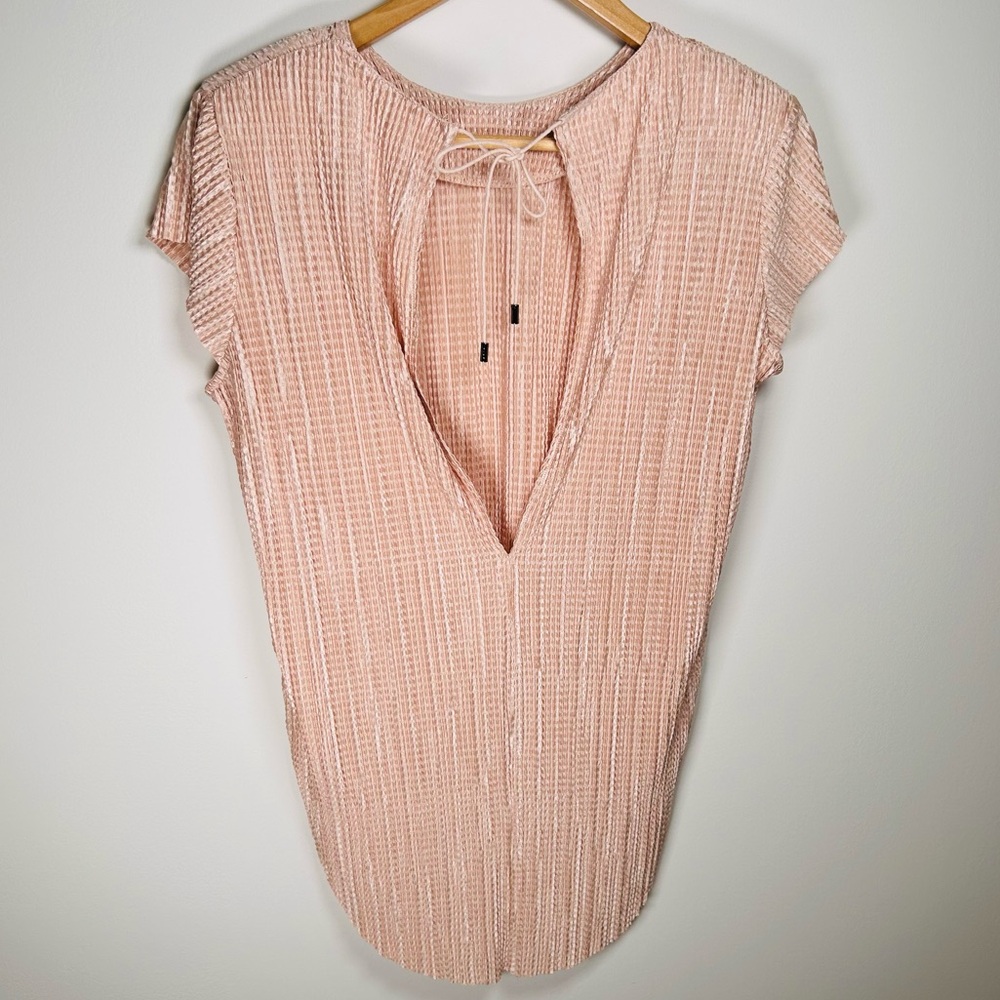 Sabina Musayev Blush Pink Tie Back Textured Blouse